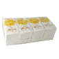 A stack of PAPSTAR 250 napkins, 3-ply 1/8 fold by PAPSTAR GmbH, each 33 x 33 cm in size, with a golden teacup and "Good Morning" motif, is packaged in a transparent plastic wrap.