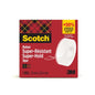 A box of Scotch® Super-Hold Secure Tape (1 roll, 19 mm x 25.4 m) from 3M Deutschland GmbH shows transparent tape for transparent adhesive bonds in red packaging with yellow and black check and information in English and French.