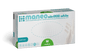 A box of MANEO nitrile gloves, hygienic and durable by ARNOWA GmbH, medium size, features product details, icons, and an image of a gloved hand on the front of the packaging.