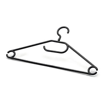 A black 42 cm long plastic clothes hanger with rounded ends, round hooks, and a smaller hook from the Nölle Profi Brush multipurpose hanger 6-piece set by Nölle Profi Brush Bürsten- & Pinseltechnik e.K. - ideal for hanging multiple items efficiently.