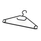 A black 42 cm long plastic clothes hanger with rounded ends, round hooks, and a smaller hook from the Nölle Profi Brush multipurpose hanger 6-piece set by Nölle Profi Brush Bürsten- & Pinseltechnik e.K. - ideal for hanging multiple items efficiently.