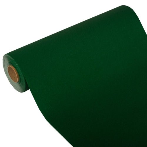 A partially unrolled PAPSTAR table runner, Tissue "ROYAL Collection" (24 m x 40 cm) from PAPSTAR GmbH is presented with visible cardboard roll against a plain white background.