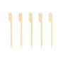 Five PAPSTAR 250 finger food skewers "pure" by PAPSTAR GmbH are arranged vertically on a plain white background. Each pick is light, has a flat, angled end, and a pointed tip - ideal for serving finger food.