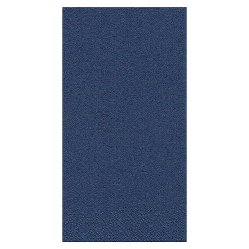 The PAPSTAR 250 napkins, 3-ply 1/8 fold by PAPSTAR GmbH is a solid-colored, navy blue, rectangular napkin with a subtle texture at the edge in the size 33 x 33 cm - ideal for hospitality with style and durability. Displayed on a white background.
