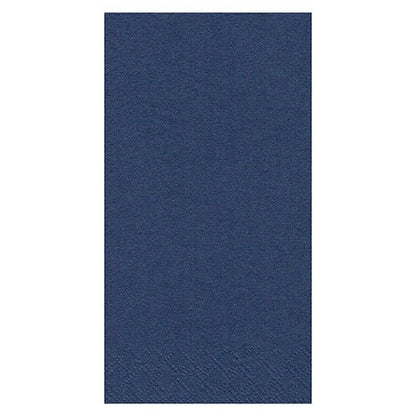 The PAPSTAR 250 napkins, 3-ply 1/8 fold by PAPSTAR GmbH is a solid-colored, navy blue, rectangular napkin with a subtle texture at the edge in the size 33 x 33 cm - ideal for hospitality with style and durability. Displayed on a white background.