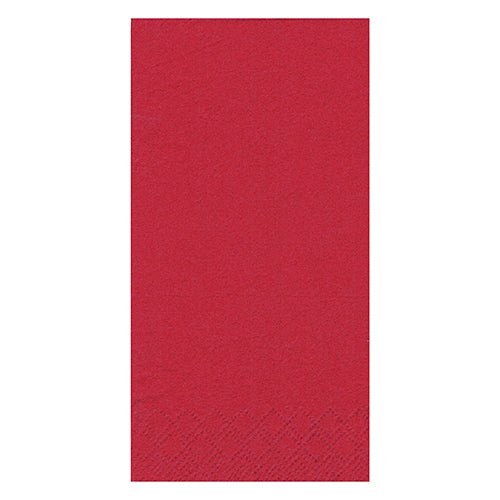 A single red 3-ply paper napkin by PAPSTAR GmbH (PAPSTAR 250 napkins, 1/8 fold) with a subtle embossed pattern at the bottom edge on a white background.