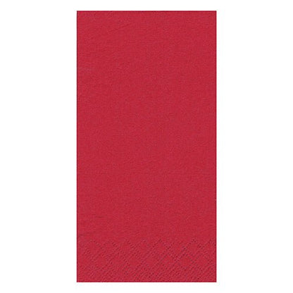A single red 3-ply paper napkin by PAPSTAR GmbH (PAPSTAR 250 napkins, 1/8 fold) with a subtle embossed pattern at the bottom edge on a white background.