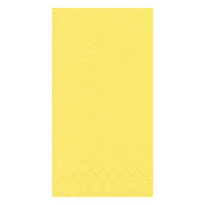 The PAPSTAR 250 napkins, 3-ply 1/8 fold by PAPSTAR GmbH are yellow, rectangular, 33 x 33 cm napkins with a smooth surface and subtle diamond pattern - ideal for any hospitality setting.