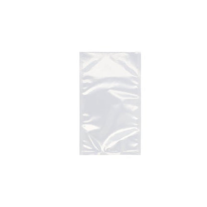 A Starpak 100 vacuum seal bag, PA/PE transparent from Starpak lies flat on a white background. The clear plastic bag shows slight wrinkles and reflections, perfect for food storage with a chamber vacuum sealer.