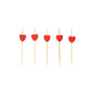 Five PAPSTAR 100 finger food - picks from PAPSTAR GmbH are lined up on a white background, each with a small red heart at the top edge.
