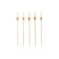Five PAPSTAR 100 finger food - picks from PAPSTAR GmbH, each adorned with decorative oval pearls, stand vertically in a row against a plain white background.