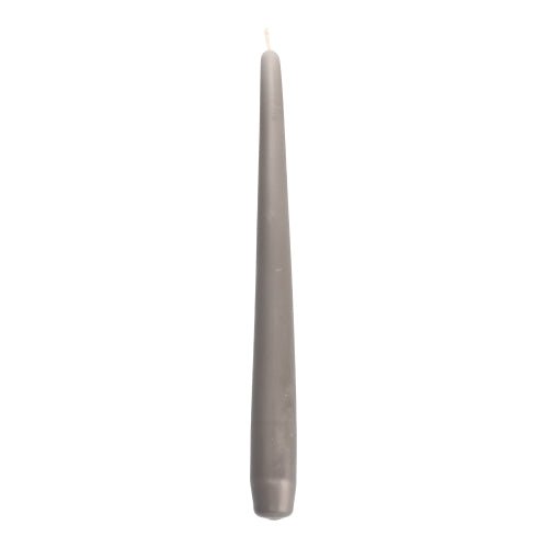 A single gray Starpak taper candle (Ø 2.2 cm, 25 cm) from the Starpak 50 set is depicted upright against a white background, with the wick visible.
