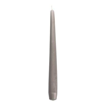 A single gray Starpak taper candle (Ø 2.2 cm, 25 cm) from the Starpak 50 set is depicted upright against a white background, with the wick visible.