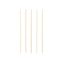 Five PAPSTAR finger food picks "pure", 15 cm, elegantly turned, are arranged vertically against a white background. The wooden skewers from PAPSTAR GmbH have a pointed end and a rounded head - perfect for catering.