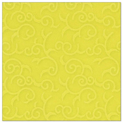 A green, square napkin from the PAPSTAR "ROYAL Collection" (40 x 40 cm, 1/4-fold) with an embossed swirl and tendril pattern by PAPSTAR GmbH.