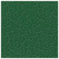 The square, dark green napkin from the ROYAL Collection by PAPSTAR GmbH (40 x 40 cm, 1/4-fold) is provided with an evenly embossed, vine-like pattern over the surface. The package contains 50 napkins.