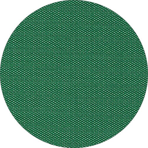A close-up of a green Starpak tablecloth, fabric-like, fleece "soft selection plus" shows the textured fabric and visible threads within a round frame.