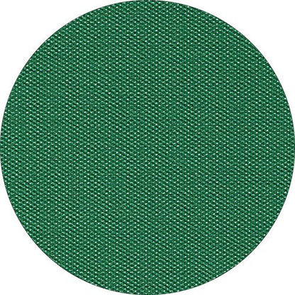 A close-up of a green Starpak tablecloth, fabric-like, fleece "soft selection plus" shows the textured fabric and visible threads within a round frame.