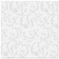 The PAPSTAR GmbH 50 napkins "ROYAL Collection" 1/4-fold 40 x 40 cm in white feature an elegant, light gray floral and leaf swirl pattern evenly distributed on a plain white background.