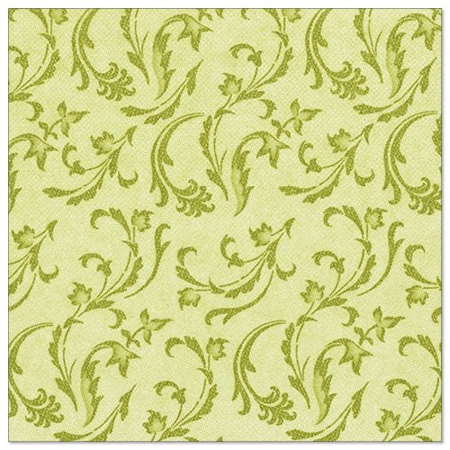 The green, square napkin 40x40 cm from the ROYAL collection of PAPSTAR GmbH is adorned with an artistic floral and vine pattern - ideal for those seeking elegant green napkins. Pack of 50, 1/4-folded.