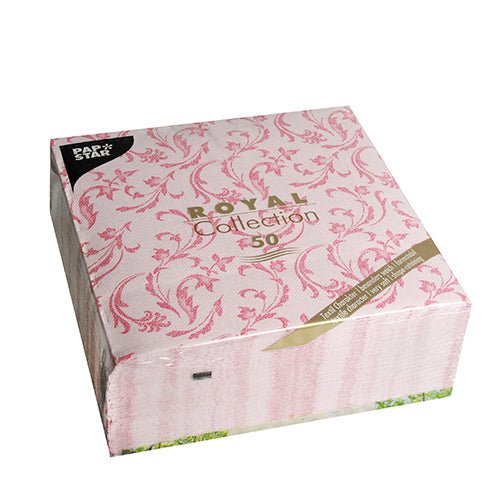 A set of 50 PAPSTAR ROYAL Collection napkins from PAPSTAR GmbH, in fuchsia, 1/4 fold, size 40 x 40 cm - perfect for elegant lunch tables.