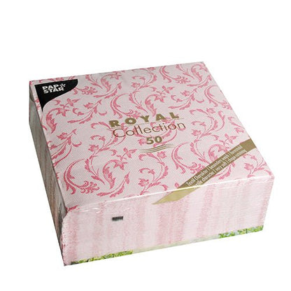 A set of 50 PAPSTAR ROYAL Collection napkins from PAPSTAR GmbH, in fuchsia, 1/4 fold, size 40 x 40 cm - perfect for elegant lunch tables.