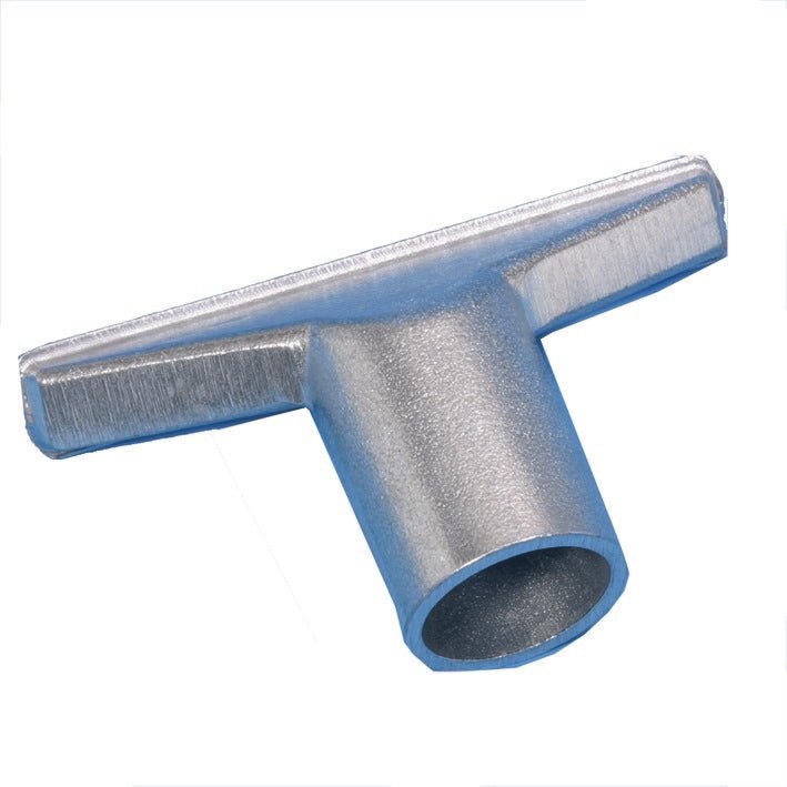 The upholstery nozzle from Diversey Deutschland GmbH & Co. OHG for TASKI vacumat (package of 1 piece) is a T-shaped, metallic cleaning tool and is presented against a white background.