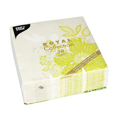 A pack of 50 PAPSTAR GmbH napkins "ROYAL Collection" 1/4-fold, 40 x 40 cm, in green - perfect for festive occasions and beautifully packaged.