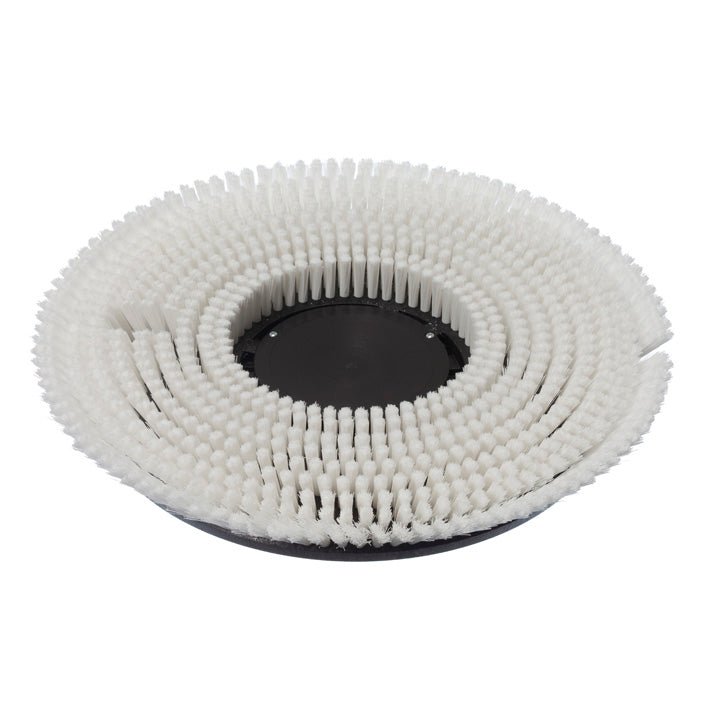 The Diversey wet shampoo brush (Ø 43 cm) features dense, concentric bristles on a black base, ideal for carpet cleaning with TASKI ergodisc 165, 200, or duo. Delivered as a single piece per package.