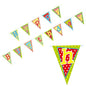 The PAPSTAR bunting "Happy Birthday" (4 m, lacquered paper) from PAPSTAR GmbH consists of colorful triangle pennants with different patterns and colors, each showing a letter for "Happy Birthday".