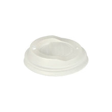 The 50 dome lid C-PLA lid from PAPSTAR GmbH, white, 2.1 cm high, biodegradable, features a raised center with small drinking and ventilation holes; depicted against a simple white background.