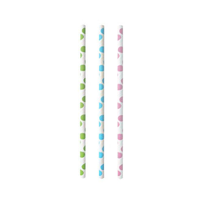 Three PAPSTAR paper straws (Ø 6 mm, 20 cm) black/white "Stripes" from PAPSTAR GmbH – eco-friendly and biodegradable, stand vertically against a white background.