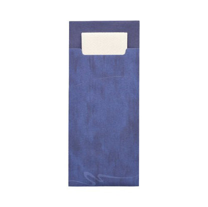 A white napkin is partially inserted into a PAPSTAR 520 cutlery pouch (20 x 8.5 cm, 2-ply, 33 x 33 cm) made of subtly patterned material from the brand PAPSTAR GmbH.