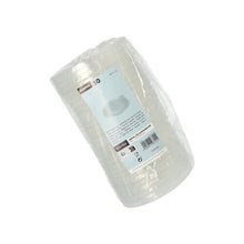 A stack of 50 transparent Starpak PP soup cups "To Go" (Ø 11 cm) wrapped in foil with a blue and white label with product details and barcode ensures a spill-free use.