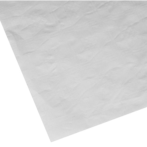 A close-up of a single, slightly crumpled PAPSTAR paper tablecloth with damask embossing rectangular (70x60 cm, white, 250 sheets) from PAPSTAR GmbH - perfect for elegant table decoration.