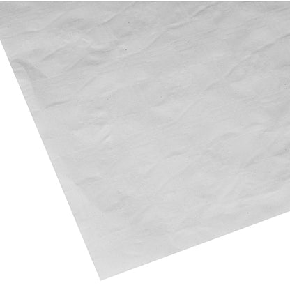 A close-up of a single, slightly crumpled PAPSTAR paper tablecloth with damask embossing rectangular (70x60 cm, white, 250 sheets) from PAPSTAR GmbH - perfect for elegant table decoration.