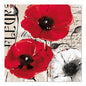 An image with three poppies - two red, one white - on a beige background with italic script and "FLEURS" on the side, perfect for PAPSTAR 20 napkins, 33x33 cm, 3-ply 1/4-fold design set 5 by PAPSTAR GmbH.
