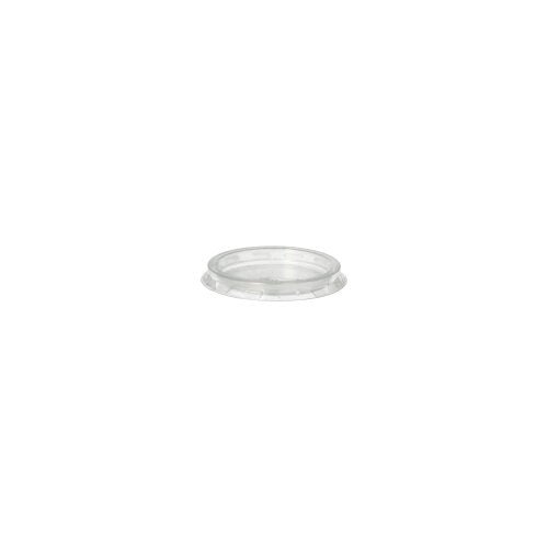 A Starpak 50 lid for portion cups, round transparent PP lid (Ø 4.6 cm), lies with a slightly raised edge on a white background.