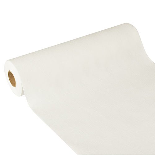 The Starpak table runner 'Soft Selection Plus' made of fabric-like fleece (24 m x 40 cm) on a roll with visible cardboard roll on the left - perfect for special occasions.