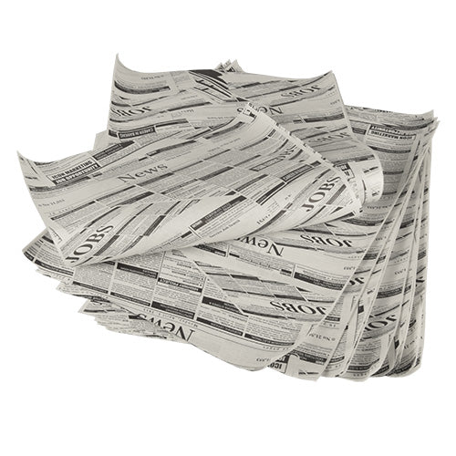 The 5 wrapping papers "Newsprint" from PAPSTAR GmbH in the format 3 cm x 2 cm feature black and white columns with the labels "NEWS" and "JOBS". Made from high-quality material, they are perfect for wrapping or packaging.