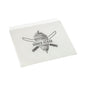 The PAPSTAR doner kebab bags, parchment substitute, 16x16 cm, greaseproof shrink wrap (1000 pieces) from PAPSTAR GmbH is a durable, white food packaging with a doner skewer and crossed knives along with the text "DONER KEBAB".