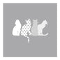 Four white cat silhouettes with different patterns adorn these PAPSTAR GmbH 20 napkins, 33x33 cm, 3-ply, 1/4-fold design set 5.