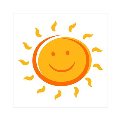 A cheerful yellow sun with orange rays and a smiling face adorns the PAPSTAR 20 napkins (25 x 25 cm, 3-ply, 1/4-fold) of PAPSTAR GmbH. The white background ensures a radiant look and special durability.
