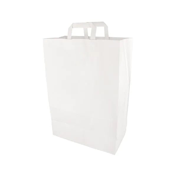 The PAPSTAR 50 carrier bags of PAPSTAR GmbH are white paper bags with handles, depicted upright on a white background - an ideal eco-friendly choice for your shopping.
