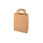 The PAPSTAR 50 carrier bags made of paper with handle from PAPSTAR GmbH stand upright against a white background; eco-friendly, brown, and with a flat, rectangular handle.