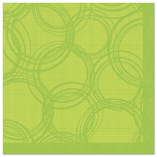 A green PAPSTAR 50 napkin "ROYAL Collection" 40 x 40 cm with overlapping circle pattern and green border, from PAPSTAR GmbH.