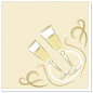 The napkins "ROYAL Collection" 1/4-fold 40x40 cm of PAPSTAR GmbH 20 napkins show two clinking champagne glasses with yellow content and a golden swirl - ideal for a stylish table decoration.