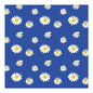 The PAPSTAR GmbH 20 napkins design set 2 features a pattern of white daisies with yellow centers on a solid blue background. The 3-ply napkins are 33 x 33 cm in size and offer varied, evenly distributed daisy motifs.
