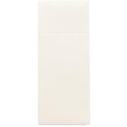 The Starpak 480 cutlery bags are rectangular, cream-colored Airlaid envelopes (40 x 33 cm) with a flap and cutlery fold, ideal for the hygienic presentation of cutlery. Brand: Starpak. Depicted on a plain white background.