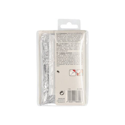 Clear packaging with a PAPSTAR foil balloon set "Happy Birthday" from PAPSTAR GmbH; back with printed instructions, barcode, and "Happy Birthday" motifs. Top with hanging tab for presentation.